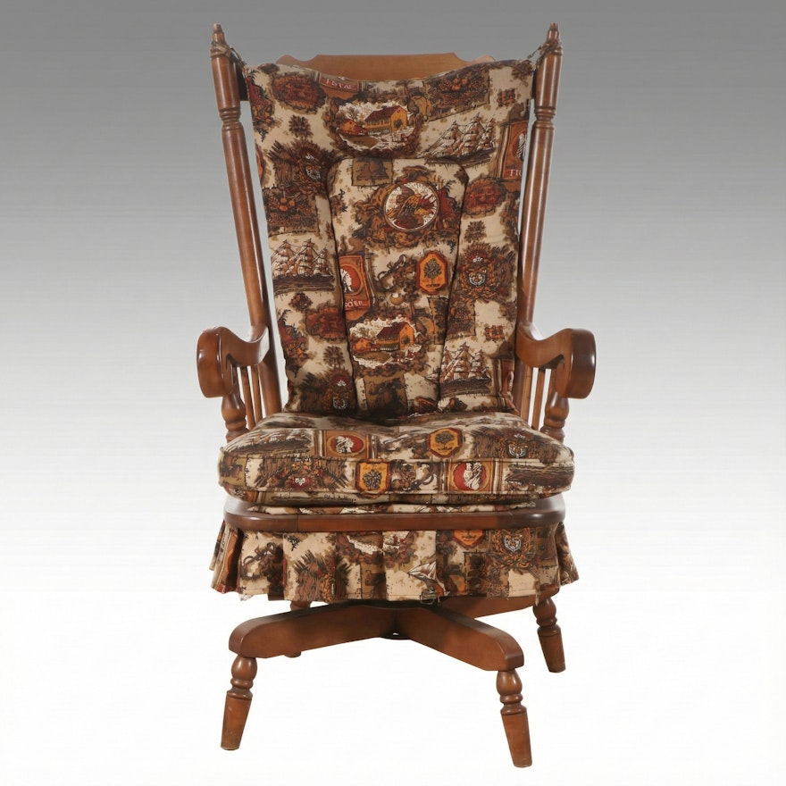 Colonial Revival Maple Platform Rocking Chair, Mid to Late 20th Century